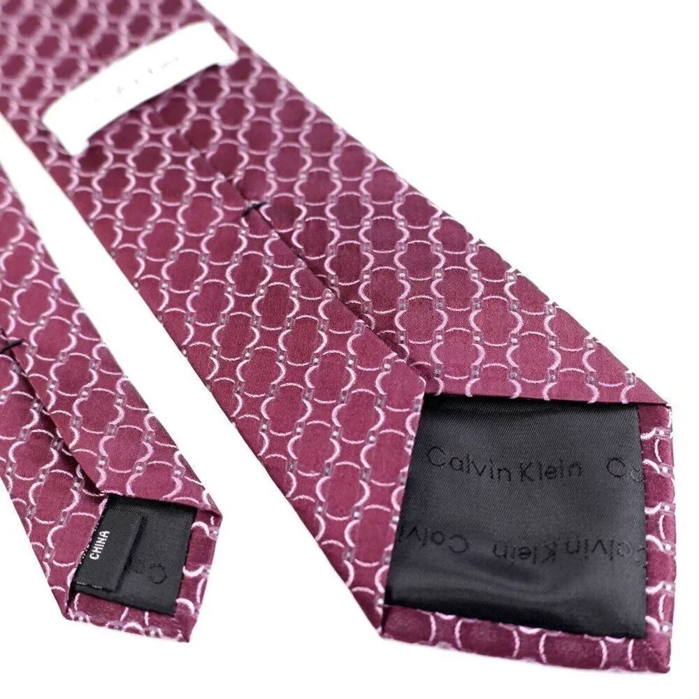 Calvin Klein‎ Red Burgundy Geometric Woven Tie
